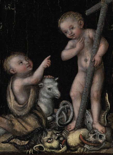 Main Product Photo of The Infant Christ and Saint John the Baptist Painting by Lucas Cranach The Elder