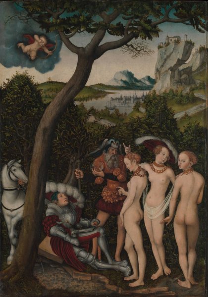The Judgment of Paris  by Lucas Cranach The Elder - Hand-Painted Oil Painting Reproduction