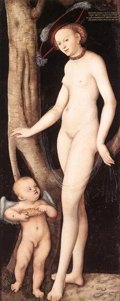 Venus and Cupid with a Honeycomb by Lucas Cranach The Elder - Oil Painting Reproduction