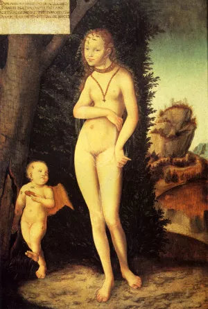 Venus With Cupid The Honey Thief Oil painting by Lucas Cranach The Elder