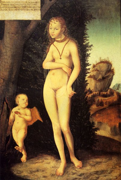Main Product Photo of Venus With Cupid The Honey Thief Painting by Lucas Cranach The Elder