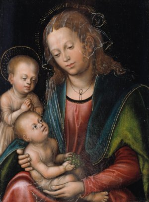 Virgin and Child Adored by the Infant St John by Lucas Cranach The Elder Oil Painting