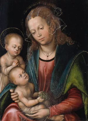 Virgin and Child Adored by the Infant St John by Lucas Cranach The Elder Oil Painting