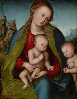 Virgin Mary with the Child and Saint John the Baptist by Lucas Cranach The Elder Oil Painting