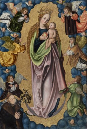 Virgin on the Crescent Moon Worshipped by the Donor Hieronymus Rudelauf by Lucas Cranach The Elder Oil Painting