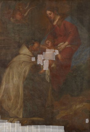 Madonna Appears to Saint Simon Stock by Lucas Franchoys The Younger Oil Painting