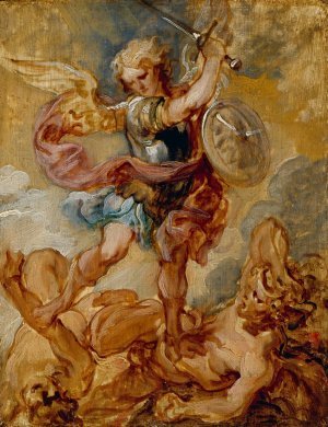 Saint Michael by Lucas Franchoys The Younger Oil Painting