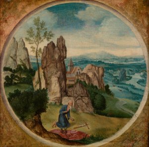 Saint Jerome in a Landscape by Lucas Gassel Oil Painting
