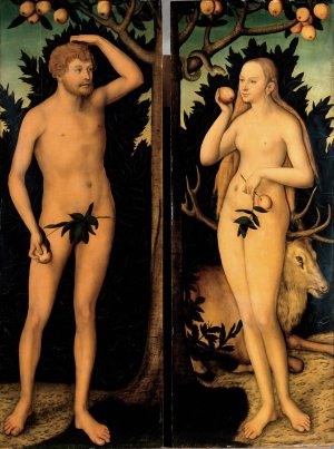 Adam and Eve by Lucas Cranach The Younger Oil Painting