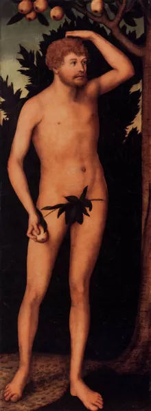 Adam by Lucas Cranach The Younger Oil Painting