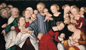 Christ Blessing the Children Oil painting by Lucas Cranach The Younger