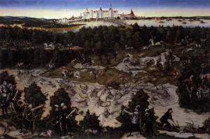 Hunt in Honour of Charles V at the Castle of Torgau by Lucas Cranach The Younger Oil Painting