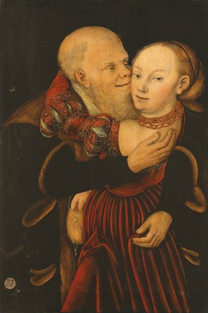 Ill-Matched Lovers by Lucas Cranach The Younger Oil Painting