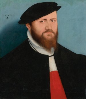 Portrait Of A Man In A Hat by Lucas Cranach The Younger Oil Painting