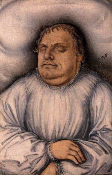 Portrait of Martin Luther on His Deathbed by Lucas Cranach The Younger - Hand-Painted Oil Painting Reproduction