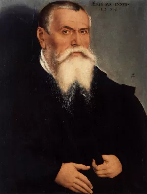 Portrait of the Artist's Father by Lucas Cranach The Younger Oil Painting