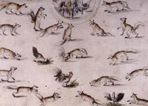 Study for a Wall Decoration with Foxes and Chickens by Lucas Cranach The Younger Oil Painting