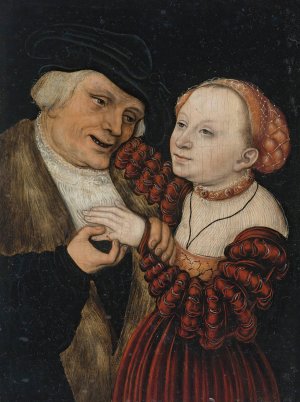 The Ill-Matched Lovers by Lucas Cranach The Younger Oil Painting