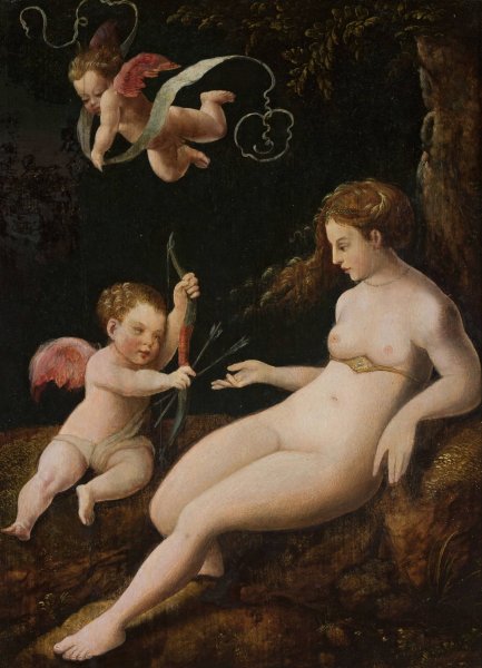Main Product Photo of Venus with a Cupid  Painting by Lucas Van Leyden (Follower)