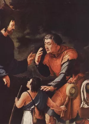 Christ Healing the Blind Detail by Lucas Van Leyden Oil Painting