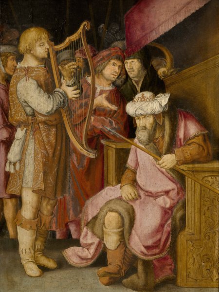 David Playing his Harp for Saul by Lucas Van Leyden - Hand-Painted Oil Painting Reproduction