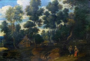 A Landscape With Shepherds On A Path by Lucas Van Uden Oil Painting