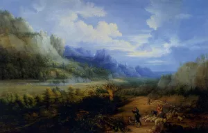 Landscape With Herdsmen And Their Sheep by Lucas Van Uden Oil Painting
