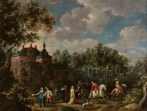 Scene in a Park by Lucas Van Uden Oil Painting