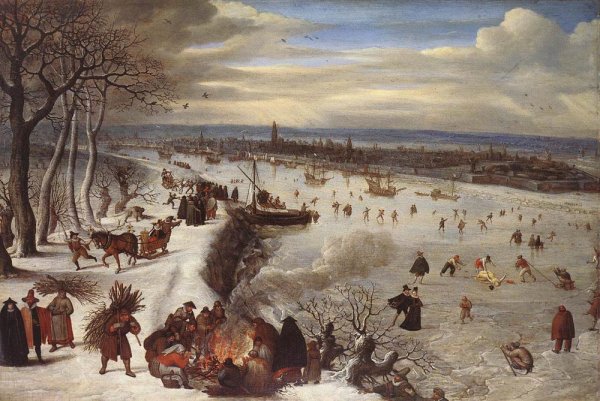 Main Product Photo of View of Antwerp with the Frozen Schelde Painting by Lucas Van Valkenborch