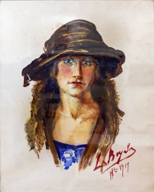 Self-portrait by Luce Boyals Oil Painting
