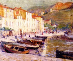 City Waterfront by Lucien Abrams - Oil Painting Reproduction