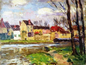 French Village by Lucien Abrams - Oil Painting Reproduction