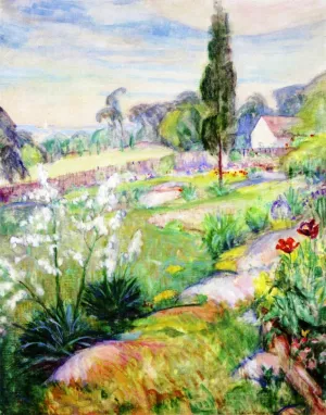 Garden on the Ledge by Lucien Abrams - Oil Painting Reproduction