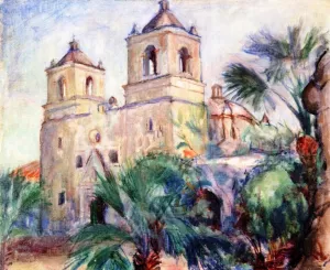 Mission de la Concepcion, San Antonio, Texas by Lucien Abrams Oil Painting