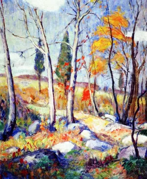 Trees in Autumn by Lucien Abrams Oil Painting