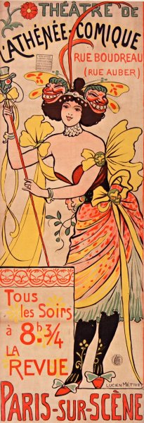 Main Product Photo of Theatre de l'Athenee-Comique, Rue Boudreau  Painting by Lucien Marie Francois Metivet