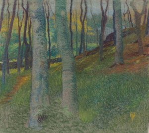 Wooded Landscape by Lucien Ott Oil Painting