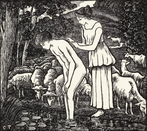 Daphnis wordt gewassen door Cloe by Lucien Pissarro Oil Painting
