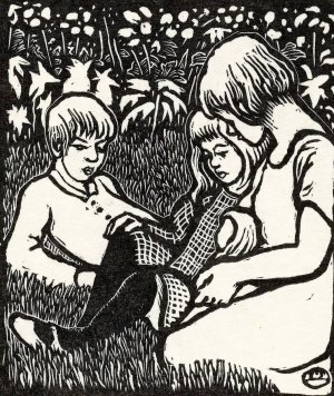 Drie kinderen by Lucien Pissarro Oil Painting