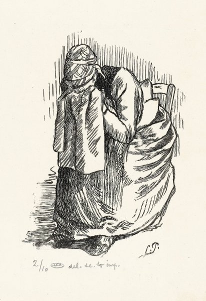 Huilende vrouw  by Lucien Pissarro - Hand-Painted Oil Painting Reproduction