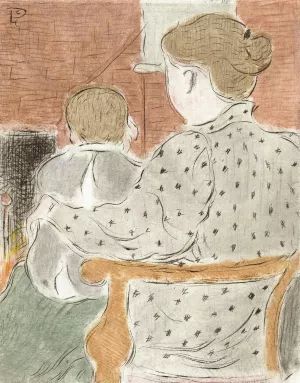 Moeder met kind Oil painting by Lucien Pissarro