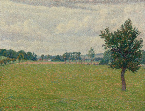 Prairie De Thierceville  by Lucien Pissarro - Hand-Painted Oil Painting Reproduction