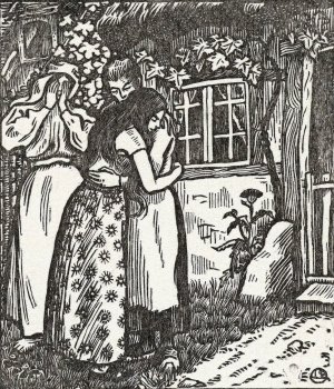 Ruth en Naomi omhelzen elkaar by Lucien Pissarro Oil Painting