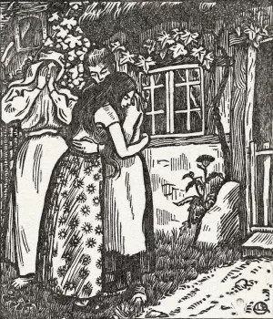 Ruth en Naomi omhelzen elkaar by Lucien Pissarro Oil Painting