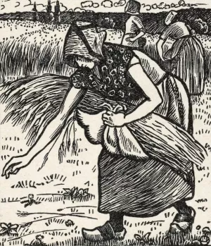 Ruth verzamelt aren by Lucien Pissarro Oil Painting