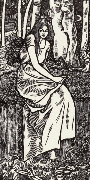 Vrouw in een bos by Lucien Pissarro Oil Painting