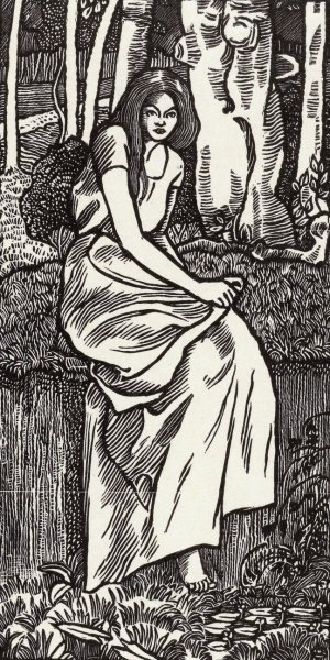 Vrouw in een bos  by Lucien Pissarro - Hand-Painted Oil Painting Reproduction