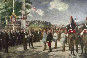 Reception a la porte Maillot des marechaux Foch et Joffre, le 14 juillet 1919 by Lucien Simon Oil Painting