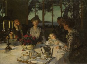Talking in the Twilight by Lucien Simon Oil Painting