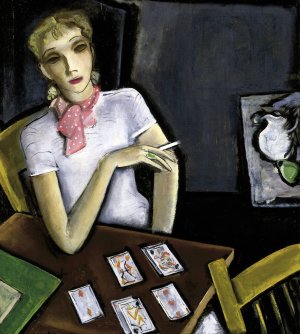 Girl with Cards by Lucius Kutchin Oil Painting